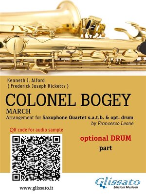 cover image of Drum (optional) part of "Colonel Bogey" for Clarinet Quartet